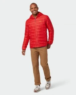 Stio Men's Pinion Down Hooded Jacket -Stio Sales Shop M Pinion Hooded Down Jacket Risk Red 1 Full