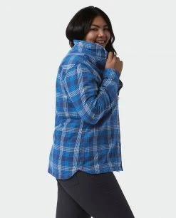 Stio Women's Hutkeeper Flannel Shirt -Stio Sales Shop W Hutkeeper Flannel Shirt Mountain Shadow Plaid Alt 3