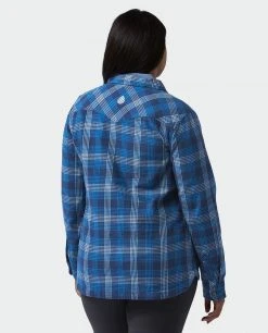 Stio Women's Hutkeeper Flannel Shirt -Stio Sales Shop W Hutkeeper Flannel Shirt Mountain Shadow Plaid Alt 4
