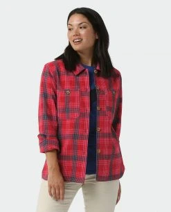 Stio Women's Hutkeeper Flannel Shirt -Stio Sales Shop W Hutkeeper Flannel Shirt Pink Elation Plaid 1